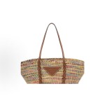 PRADA triangular embossed logo Tote bag, shopping bag, single-shoulder handbag, women\'s multi-color